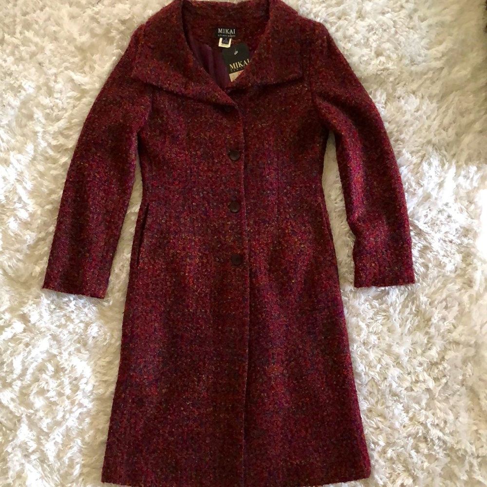 Vintage Mikai by Jerry Shabo New York Size S Trench Coat Burgundy